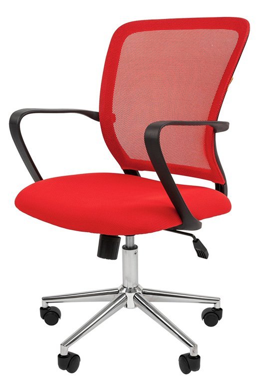 Офисное кресло CHAIRMAN 698 хром, ткань TW/сетчатый акрил, красный