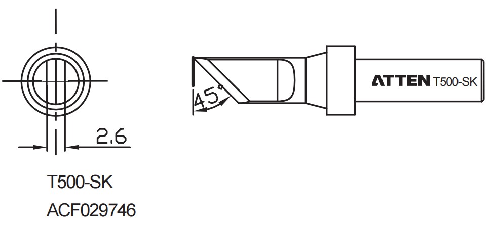 Atten T500-SK. Наконечник для ST-1503, ножевидный тонкий