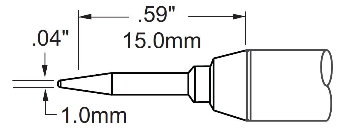 METCAL SCV-CNL10AR. Наконечник для PS900, конус удлиненный тонкий 1.0х13.7мм