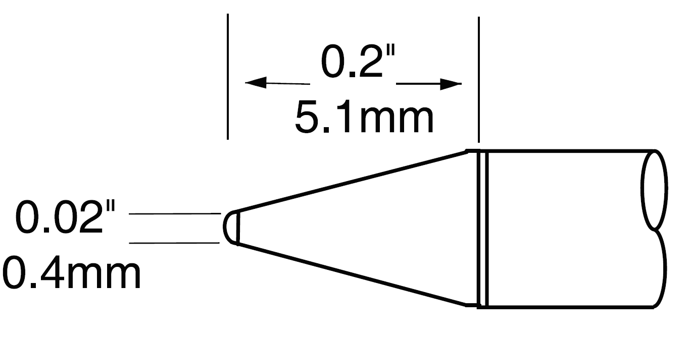 METCAL UFTC-7CN04. Картридж-наконечник для MX-UF, конус, 0.4х5.0мм