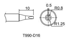 Atten T990-D16. Картридж-наконечник для ST-909, клиновидный 1.6 х 10 мм