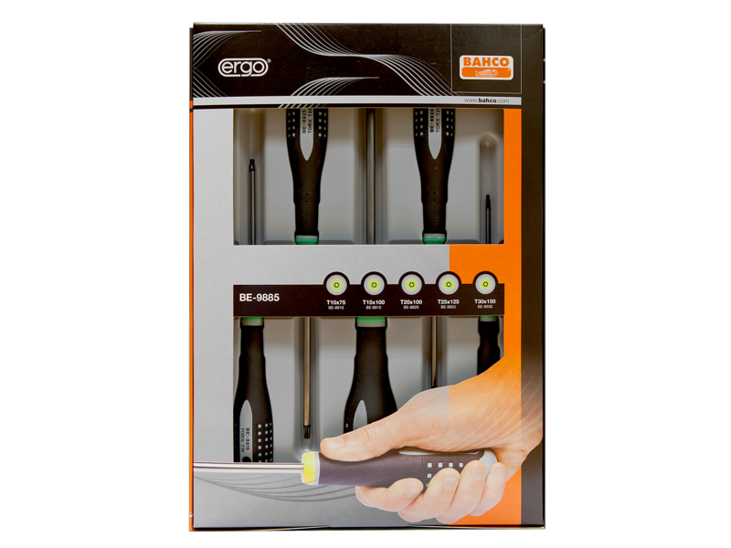 Bahco BE-9885. Набор отверток TORX®: T10-T15-T20-T25-T30