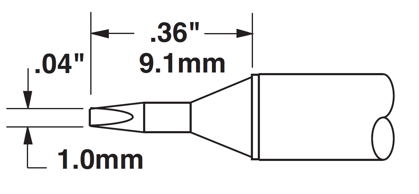 METCAL CVC-9CH0010S. Картридж-наконечник для СV/MX, клин 1.0х9.1мм (замена STTC-825)