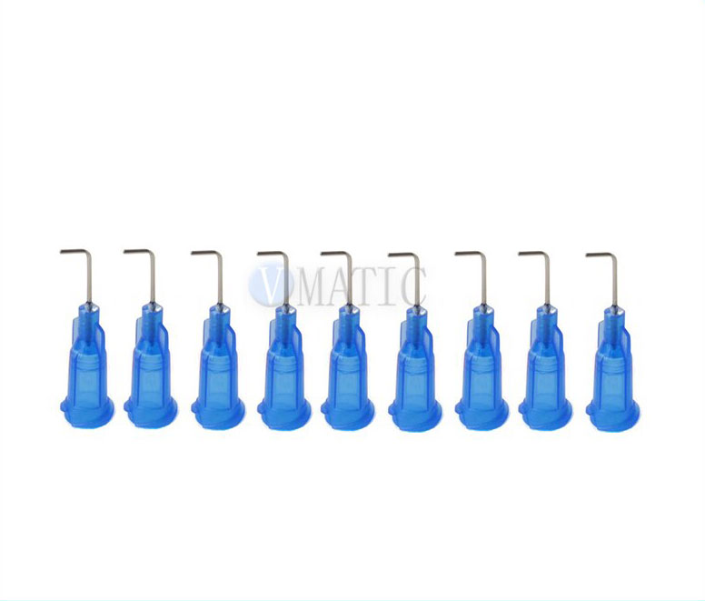 VMATIC VCW2205090. Наконечник дозатора TE 22G X 1/2" BLUE BENT 90 DEG DIAM 0.41 x 0.73MM (QTY=50)