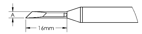 METCAL GTC-KN0025S. Картридж-наконечник GTC, ножевидный, 2.5X16.0MM, 45град.