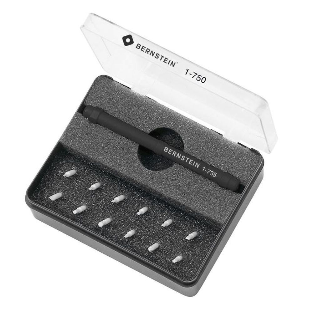 Bernstein 1-750. Набор регулировочных отверток ABGLEICHSET с керамическими сменными битами в кейсе (13 предметов)