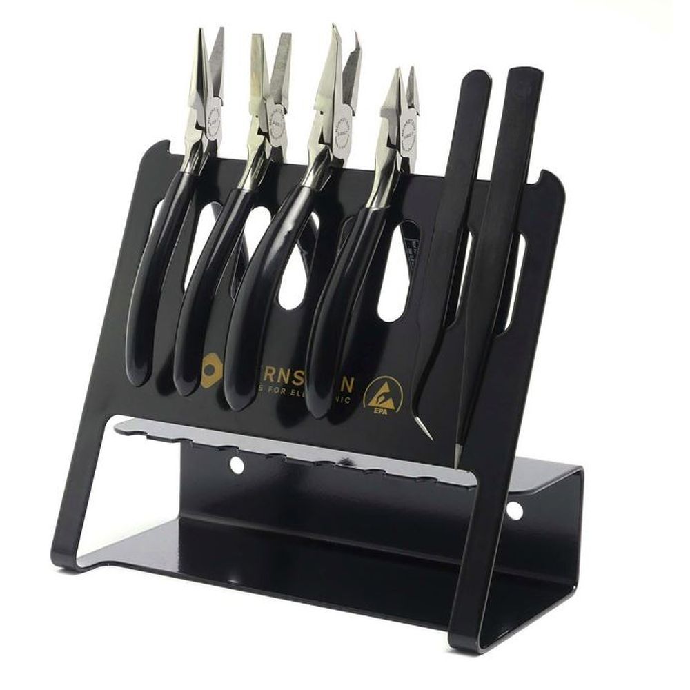 Bernstein 3-960 VB. Набор из 6 инструментов на держателе ESD VARIO: кусачки ESD BLACKline (4 шт) и пинцеты ESD (2 шт)