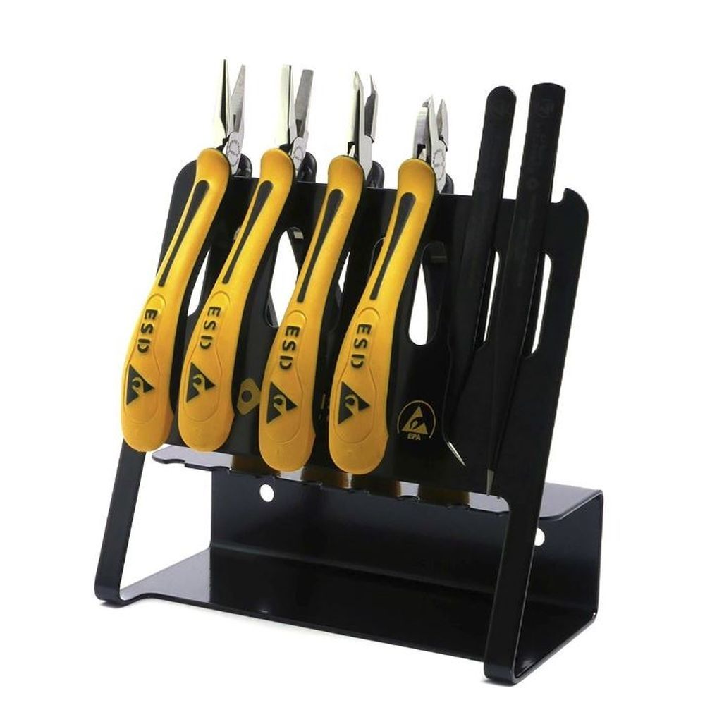 Bernstein 3-960 VC. Набор из 6 инструментов на держателе ESD VARIO: кусачки ESD CLASSICline (4 шт) и пинцеты ESD (2 шт)