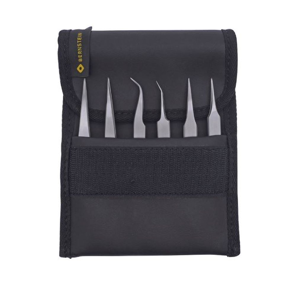 Bernstein 5-070-UF. Набор пинцетов SMD из нержавеющей стали ультраточных в чехле (6 предметов)