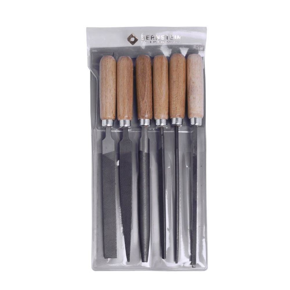 Bernstein 5-240. Набор напильников с деревянной рукояткой в чехле (6 предметов)