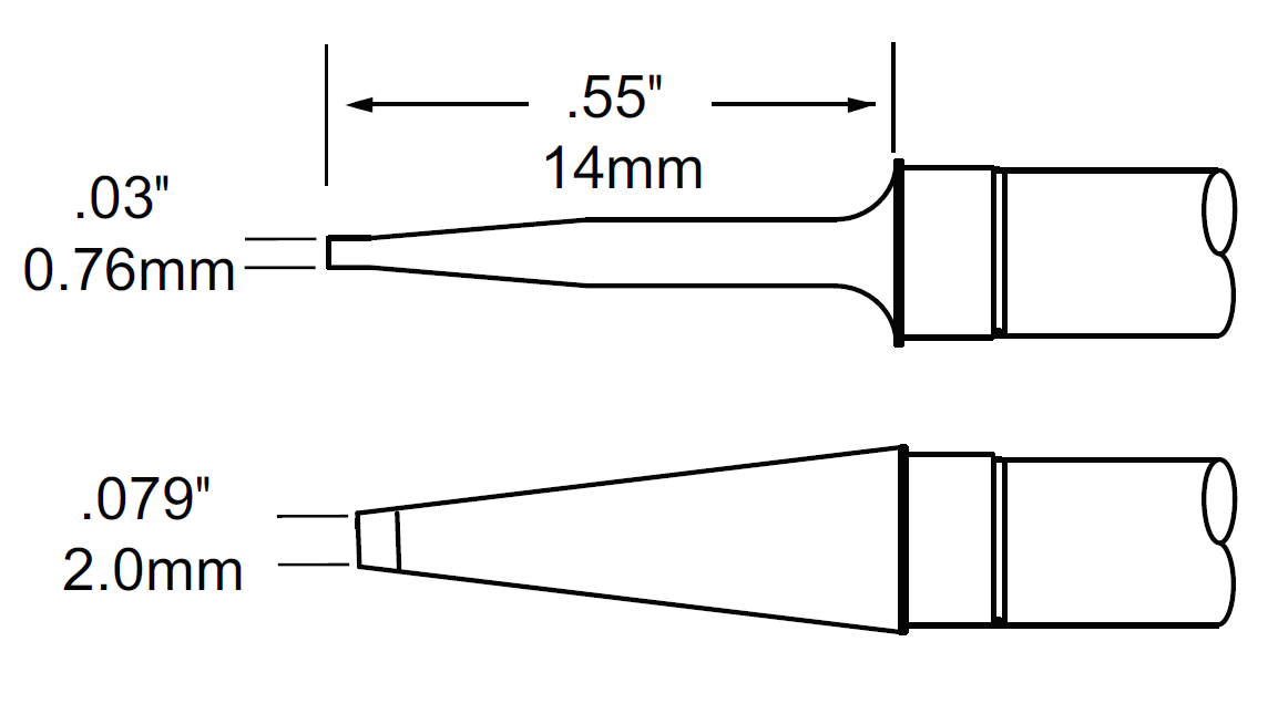 METCAL TCP-BLP2. Картриджи-наконечники для MFR-H4, шпатель, 2.0х14мм (пара)
