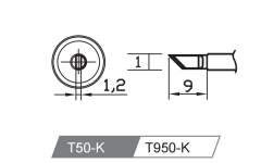 Atten T50-K. Картридж-наконечник для GT-Y50, ножевидный 1.0 х 9мм