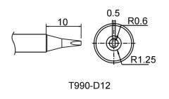 Atten T990-D12. Картридж-наконечник для ST-909, клиновидный 1.2 х 10 мм