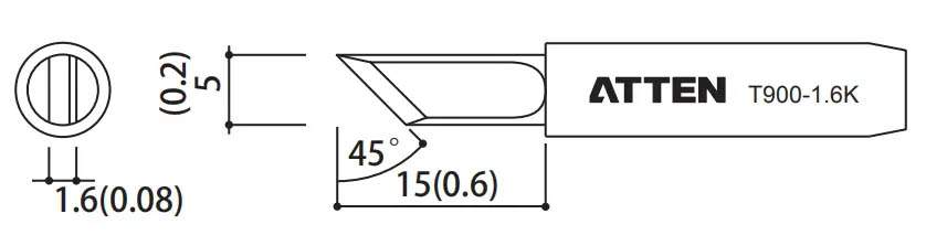 Atten T900-1.6K. Наконечник для ST-60/80/965, ножевидный тонкий 5.0 х 15мм