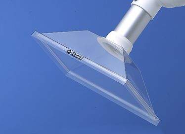 Alsident 1-502015-5. Раструб дымоприемника, короб прозрачный 50-200-150мм, белый фланец