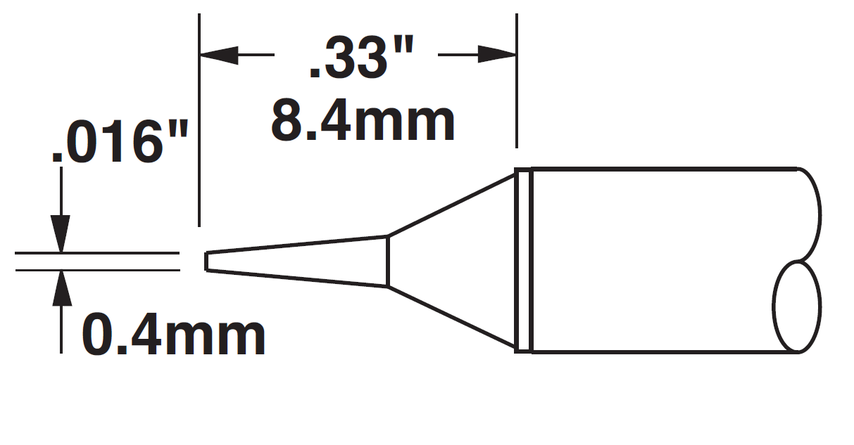 METCAL CVC-7CN0004P. Картридж-наконечник для СV/MX, конус 0.4х8.5мм (замена STTC-145P)