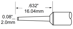 METCAL STP-CHL20. Картридж-наконечник для MFR-H1, клин удлиненный 2.0х16.04мм