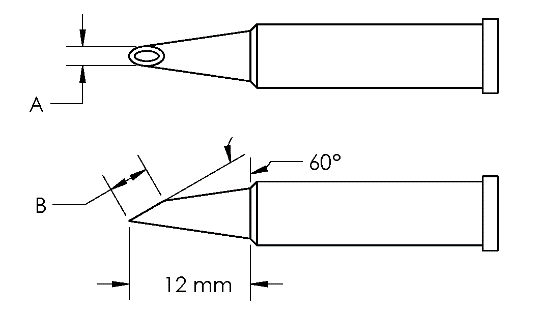 METCAL GT6-HF6015V. Наконечник GT6, миниволна, вогнут. 1.5X12.0MM, 60град.