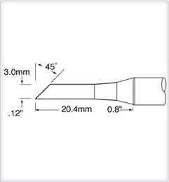 METCAL STV-DRH430AR. Наконечник для PS900, миниволна удлиненная, 3х20.4мм