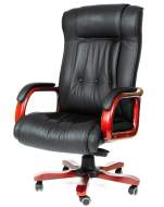 Офисное кресло CHAIRMAN 653, натуральная кожа, черный