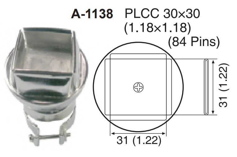 Atten A-1138 ROHS. Насадка-сопло A1138, PLCC 84, 30x30мм