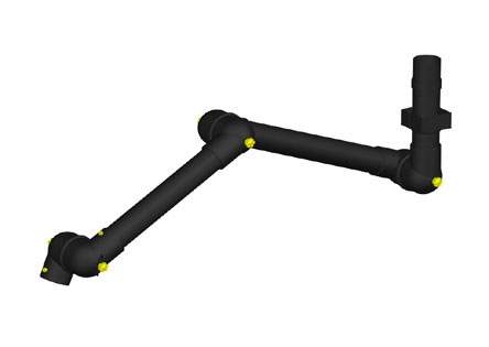 Alsident 75-5545-3-6. Дымоприемник 3- секционный 75-350-550-450мм антистатический потолочный (без раструба)