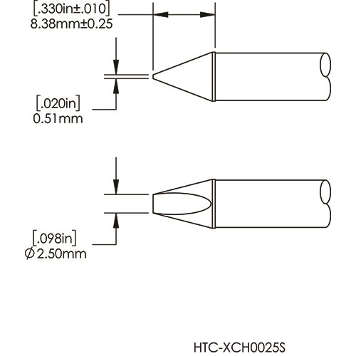 METCAL HTC-8CH0025S. Картридж-наконечник для MX-HTD, клин, 2.5мм