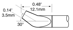 METCAL PTC-6FB1235R. Картриджи-наконечники для CV/MX-PTZ, шпатель изогнутый 30°, 3.2х12.1мм (комплект) (замена PTTC-608B)