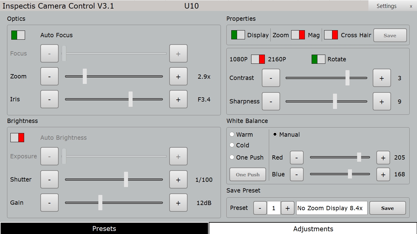 Inspectis HD-201. Программное обеспечение для управления камерой с ПК (в комплекте кабель для подсоединения к ПК)