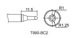 Atten T990-BC2. Картридж-наконечник для ST-909, косой срез 2.0 x 11.5 мм