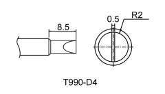 Atten T990-D4. Картридж-наконечник для ST-909, клиновидный 4.8 х 8.5 мм