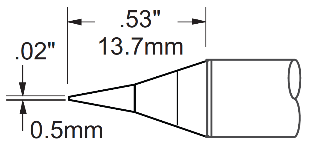 METCAL STV-CN05AR. Наконечник для PS900, конус удлиненный 0.5х13.7мм