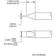 METCAL HCV-7CH0053S. Картридж-наконечник для СV/MX-HTD, клин, 5.3х8.3мм (замена HTC-7CH0053S)