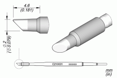 Жало C210 скошенное Ø 2 мм для T210-A/T210-NA - JBC C210-031