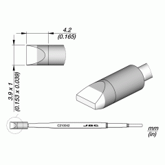 Картридж-наконечник лопатка 3,9×1,0 мм для паяльников T210 - JBC C210-042