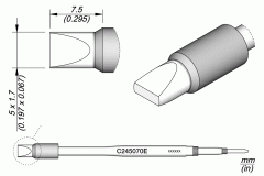 Жало паяльное C245 клиновидное прямое для T245 - JBC C245-070E