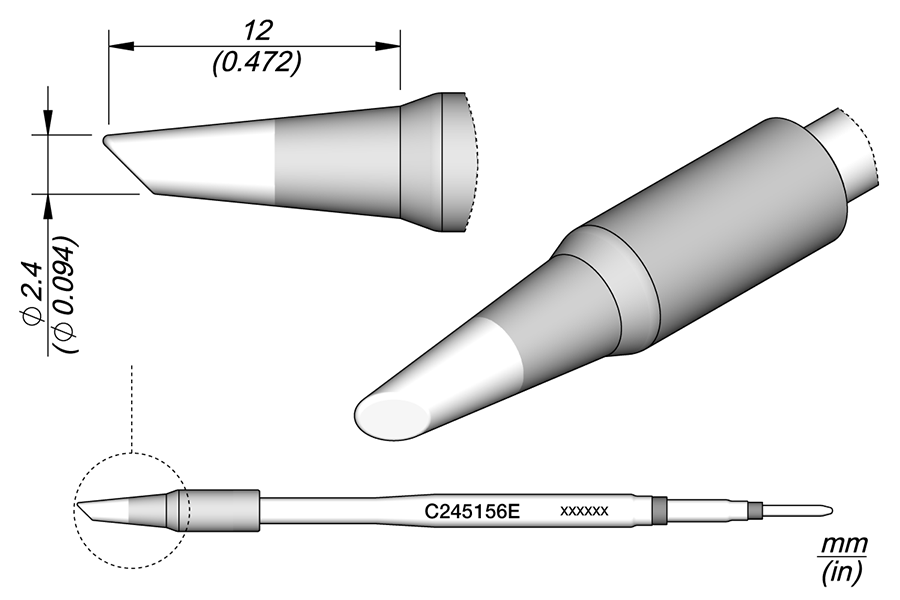 Жало круглое скошенное Ø 2,4 мм для T245 - JBC C245-156E
