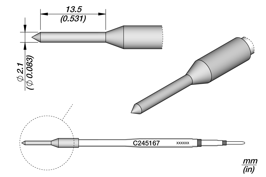 Жало для термопрошивки пластика специальное Ø 2,1 мм C245 - JBC C245-167