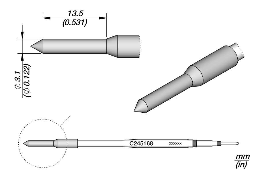 Картридж термопробойник Ø 3,1 мм для пластика серии C245 - JBC C245-168