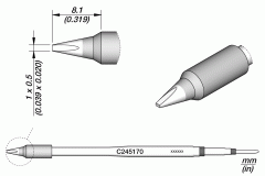 Картридж-наконечник клиновидный 1 × 0,5 мм для T245 - JBC C245-170