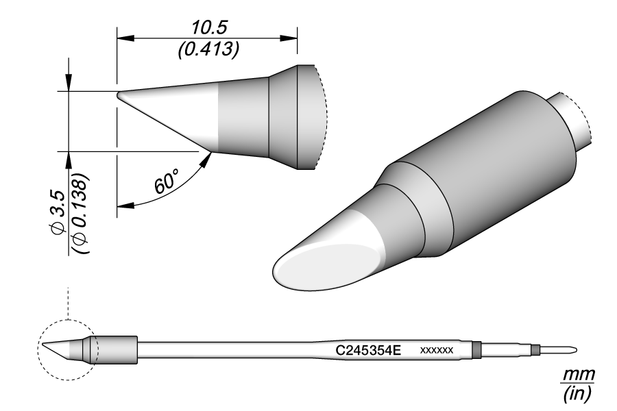 Жало скошенное Ø 3,5 мм для T245 - JBC C245-354E