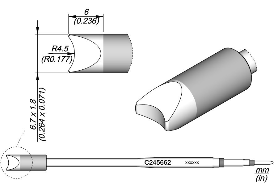 Жало паяльное круглое удлинённое 20 мм для кабелей до Ø 9 мм C245 - JBC C245-662
