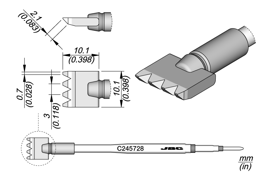 Картридж-наконечник лезвийный Multipad шириной 10,1 мм для T245 - JBC C245728