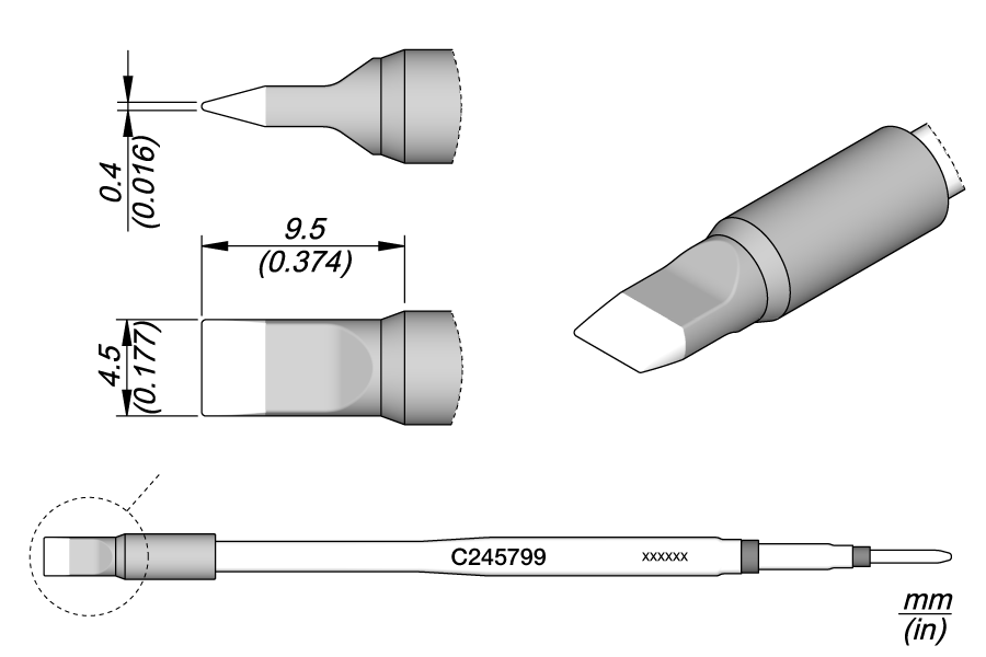 Жало-лезвие 4,5 мм серии C245 для T245 - JBC C245-799