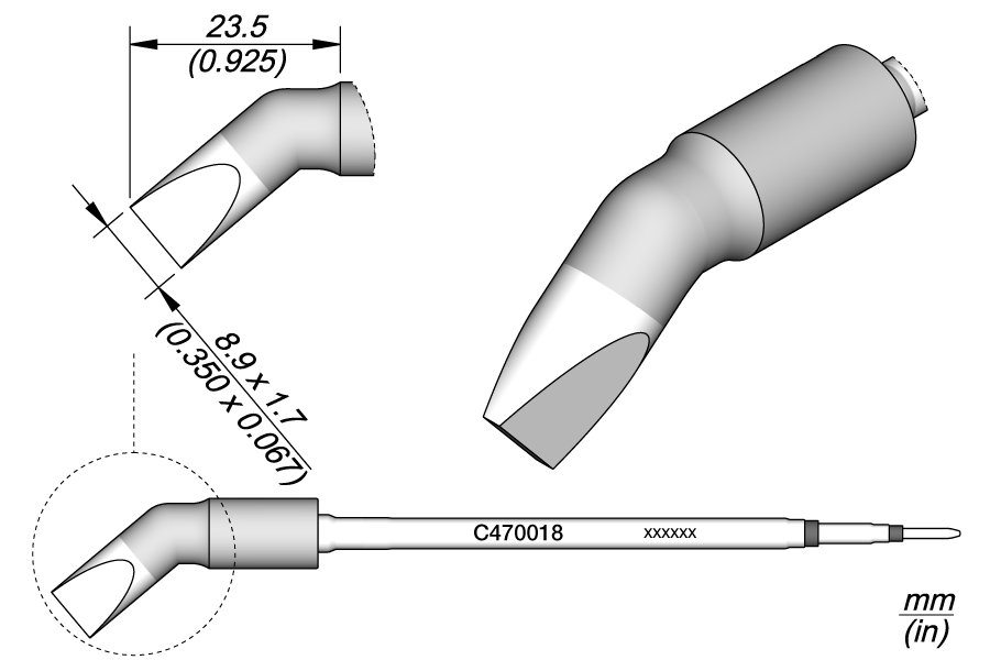 Наконечник JBC C470-018 клиновидный 8,9 х 1,7 мм (изогнутый)