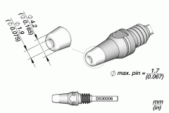 Наконечник Ø4,2 мм / Ø1,9 мм, макс. вывод Ø1,7 мм для вакуумного паяльника DT530 — JBC JBC D530-006