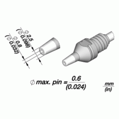 Наконечник для вакуумного паяльника DT530-A, Ø2,5/Ø1,0 мм - JBC D530-014