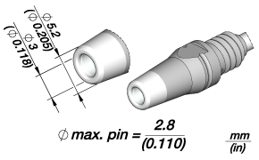 Наконечник для вакуумного паяльника DT530-A, Ø5,2/Ø3,0 мм — JBC D530-015