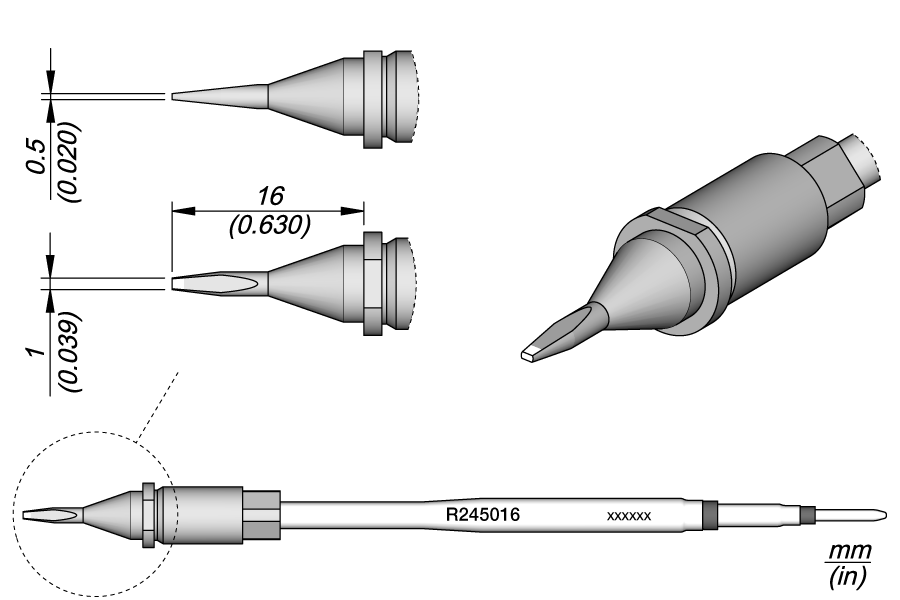 Жало R245 Twintip клиновидное 4,7x1,6 мм для TRA245 - JBC R245-016