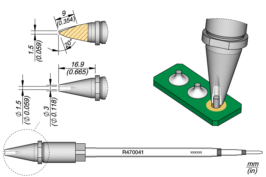 Жало паяльное R470 Pin-Connector Ø 1,5 мм - JBC R470-041